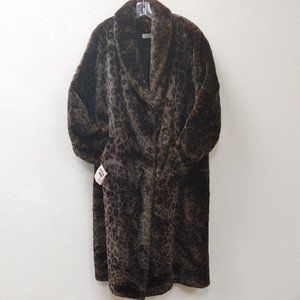 LA MAISON DE LA FAUSSE FOURRURE PARIS FAUX FUR LONG COAT SIZE S NWT